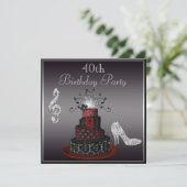 Invitation Disco Diva Cake, Silver Heels 40e anniversaire (Debout devant)
