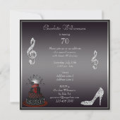 Invitation Disco Diva Cake, Silver Heels 70e anniversaire (Dos)