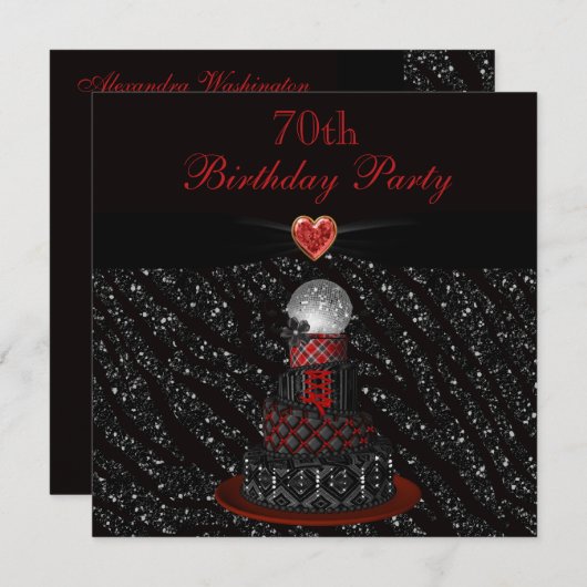 Invitation Disco Diva Cake Zebra Parties scintillant Imprimer (Devant / Derrière)