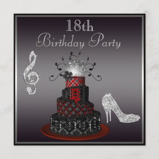 Invitation Disco Diva Gâteau, talons d'argent 18e anniversair