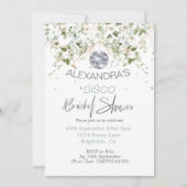 Invitation Disco Dusty Blue Floral Ball Fête des mariées (Devant)