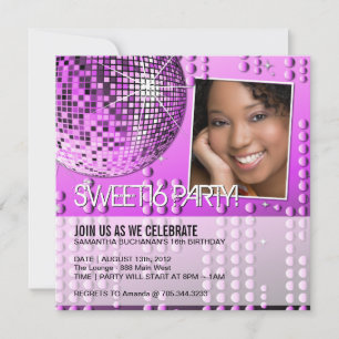 Invitation disco élégante pour un Sweet Sixteen