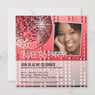 Invitation disco élégante pour un Sweet Sixteen