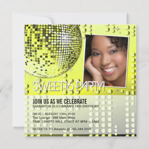 Invitation disco élégante pour un Sweet Sixteen gl