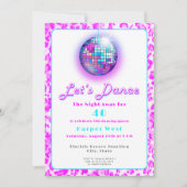 Invitation Disco Empreinte de léopard rose Retro Danse Annive (Devant)