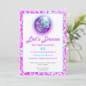 Invitation Disco Empreinte de léopard rose Retro Danse Annive (Debout devant)