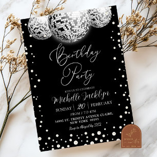 Invitation Disco et Pearl Fête d'anniversaire pour adultes