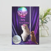 Invitation Disco Fête Chien Chat Maltais Chiot (Debout devant)