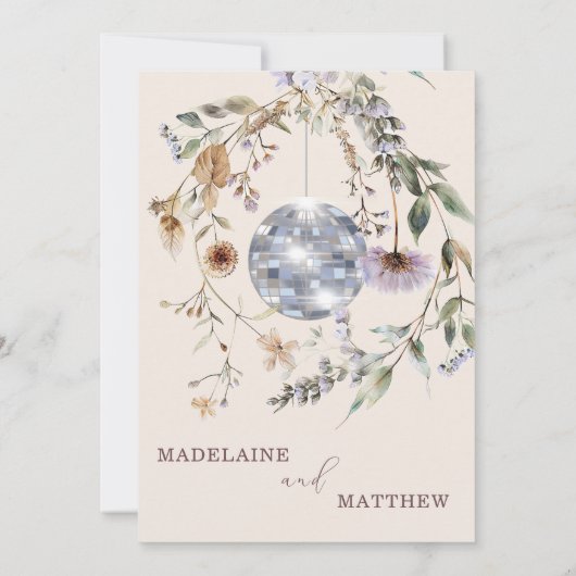 Invitation Disco fleur sauvage Floral Moderne Mariage élégant (Dos)