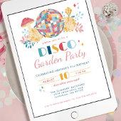 Invitation Disco Garden Party 70's Theme Anniversaire