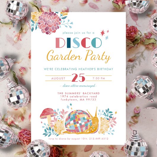 Invitation Disco Garden Party Jolie Anniversaire