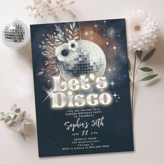 Invitation Disco Garden Party les années 70 Retro Black 30e a