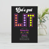 Invitation Disco Garland Let's Get Lit Retro Christmas Party (Debout devant)