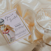 Invitation Disco Girl in Cocktail Glass Anniversaire Invitati
