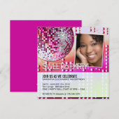 Invitation disco Glamour pour un anniversaire Swee (Devant / Derrière)