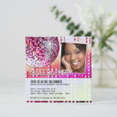 Invitation disco Glamour pour un anniversaire Swee (Debout devant)