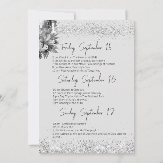 Invitation Disco Glitz et Glam Silver Bachelorette Party (Dos)