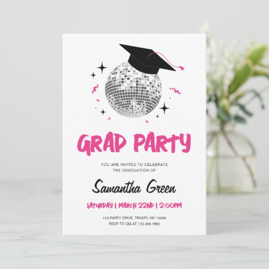 Invitation Disco Graduation Party (Debout devant)