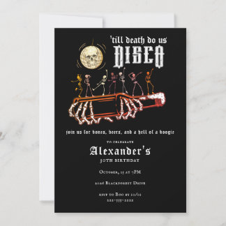Invitation Disco Jusqu'à la Mort Crânes Bières Boogie Anniver