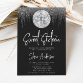 Invitation Disco Lights Silver Black Sweet 16