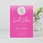 Invitation Disco Lights Silver Pink Sweet 16 (Debout devant)