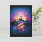 Invitation Disco Lights Sweet 16 Rainbow ID777 (Debout devant)