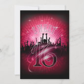 Invitation Disco Lights Sweet 16 Red ID777 (Devant)