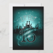 Invitation Disco Lights Sweet 16 Turquoise ID777 (Devant)