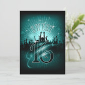 Invitation Disco Lights Sweet 16 Turquoise ID777 (Debout devant)
