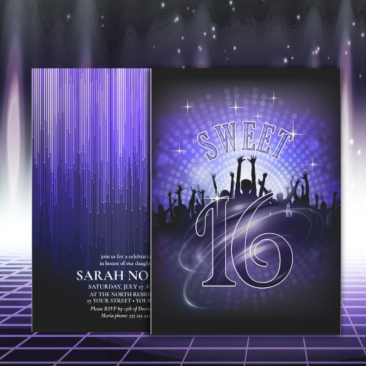 Invitation Disco Lights Sweet 16 Violet ID777