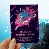 Invitation Disco Neon Party rose Retro Anniversaire