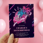 Invitation Disco Neon Party rose Retro Anniversaire