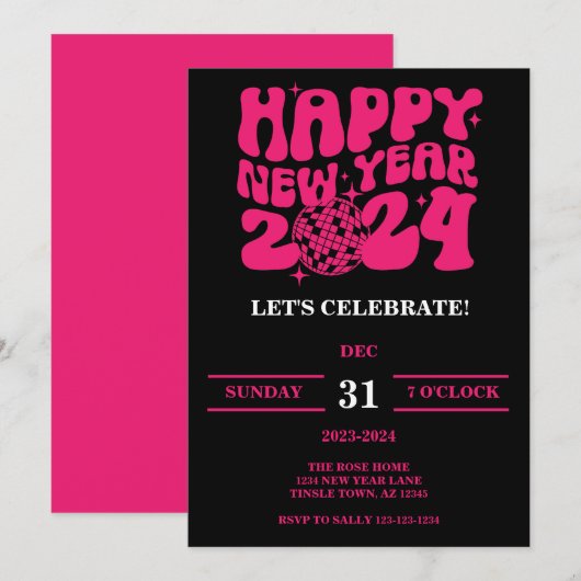 Invitation Disco Nouvel An (Devant / Derrière)