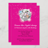 Invitation Disco Party avec un Arrière - plan rose (Devant / Derrière)
