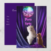 Invitation Disco Party Chien Chat Maltais Chiot (Devant / Derrière)