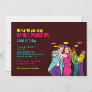 Invitation Disco Party des années 70 - Danse