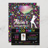 Invitation Disco Party Fille Dance Anniversaire In (Devant / Derrière)