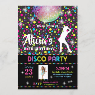 Invitation Disco Party Fille Danse Anniversaire In