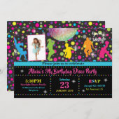 Invitation Disco Party Fille Danse Anniversaire In (Devant / Derrière)