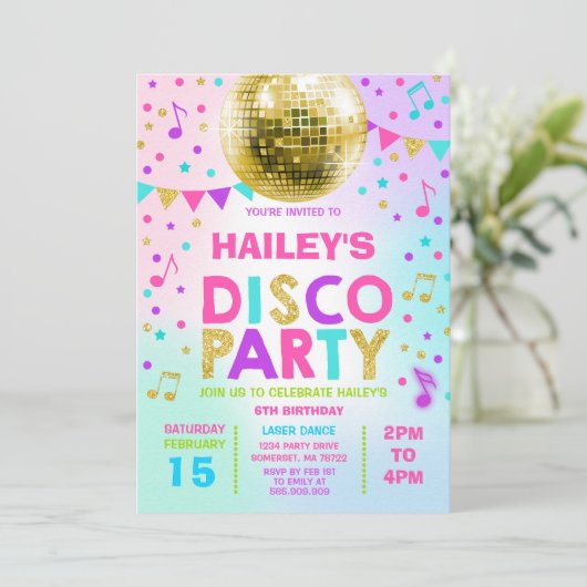 Invitation Disco Party Glow Disco Invitation (Debout devant)