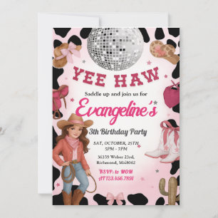 Invitation Disco Personnel Rodeo Rose Cowgirl Danse Anniversa