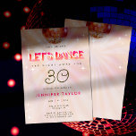 Invitation Disco Pink Retro Red Dance 30th Birthday Party<br><div class="desc">Un modèle simple, moderne, élégant et chic 30ème anniversaire d'invitation à la fête avec un thème disco, avec des polices et des couleurs rétro, un code couleur rouge et rose tendance et des lumières bokeh. Un très beau choix pour une soirée d'anniversaire à thème disco pour le 30e anniversaire d'une...</div>