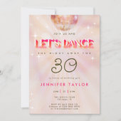 Invitation Disco Pink Retro Red Dance 30th Birthday Party (Devant)