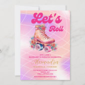 Invitation Disco Pink Retro Roller Patinage Partie Bacheloret (Devant)