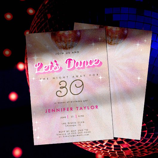 Invitation Disco Pink Turquoise Retro Danse 30e fête d'annive