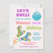 Invitation Disco Roller prise Retro Parties scintillant Hippi (Devant)