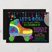 Invitation Disco Roller Skate Party, Patinage, parties scinti (Devant / Derrière)