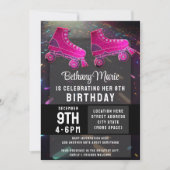 Invitation Disco Rollerskate Birthday Parties scintillant Rol (Devant)