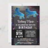 Invitation Disco Rollerskate Birthday Parties scintillant Rol (Devant)