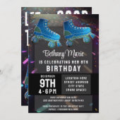 Invitation Disco Rollerskate Birthday Parties scintillant Rol (Devant / Derrière)